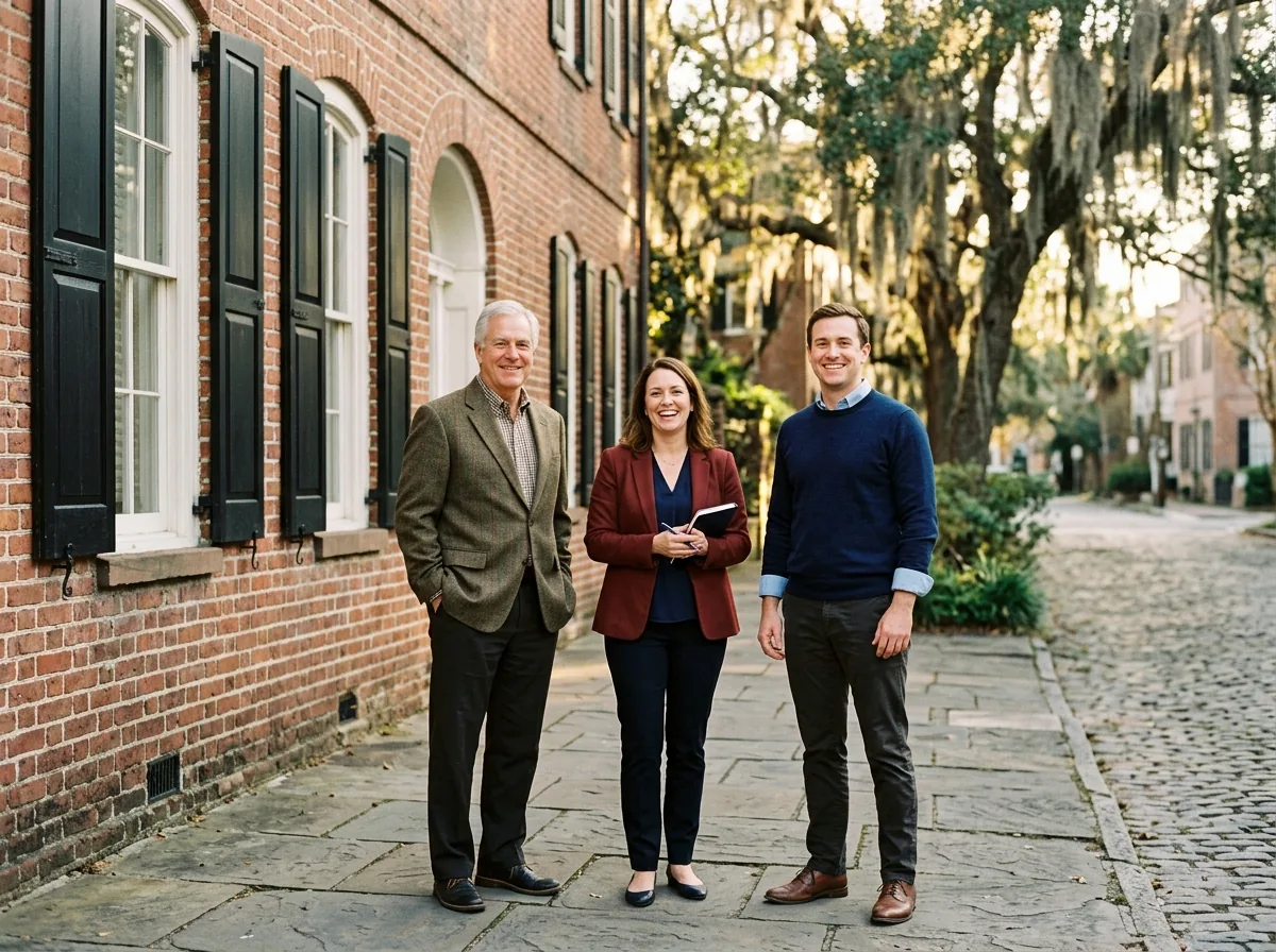 Three generations of Hartwell advisors outside the East Jones Street office